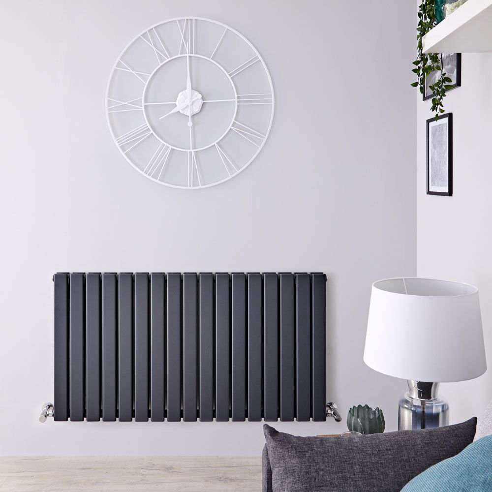 Design Heizkörper Horizontal (Doppellagig) 635mm x 1190mm | Anthrazit - Delta