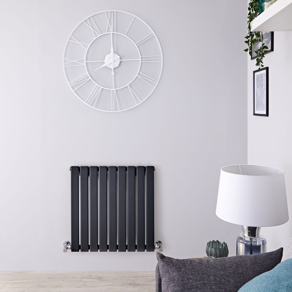 Design Heizkörper Horizontal (Einlagig) 635mm x 630mm | Anthrazit - Delta