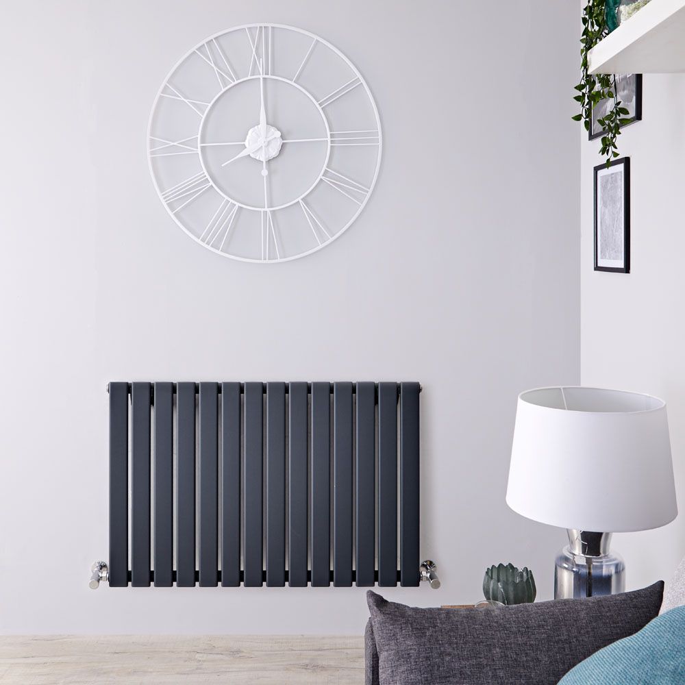 Design Heizkörper Horizontal (Einlagig) 635mm x 980mm | Anthrazit - Delta