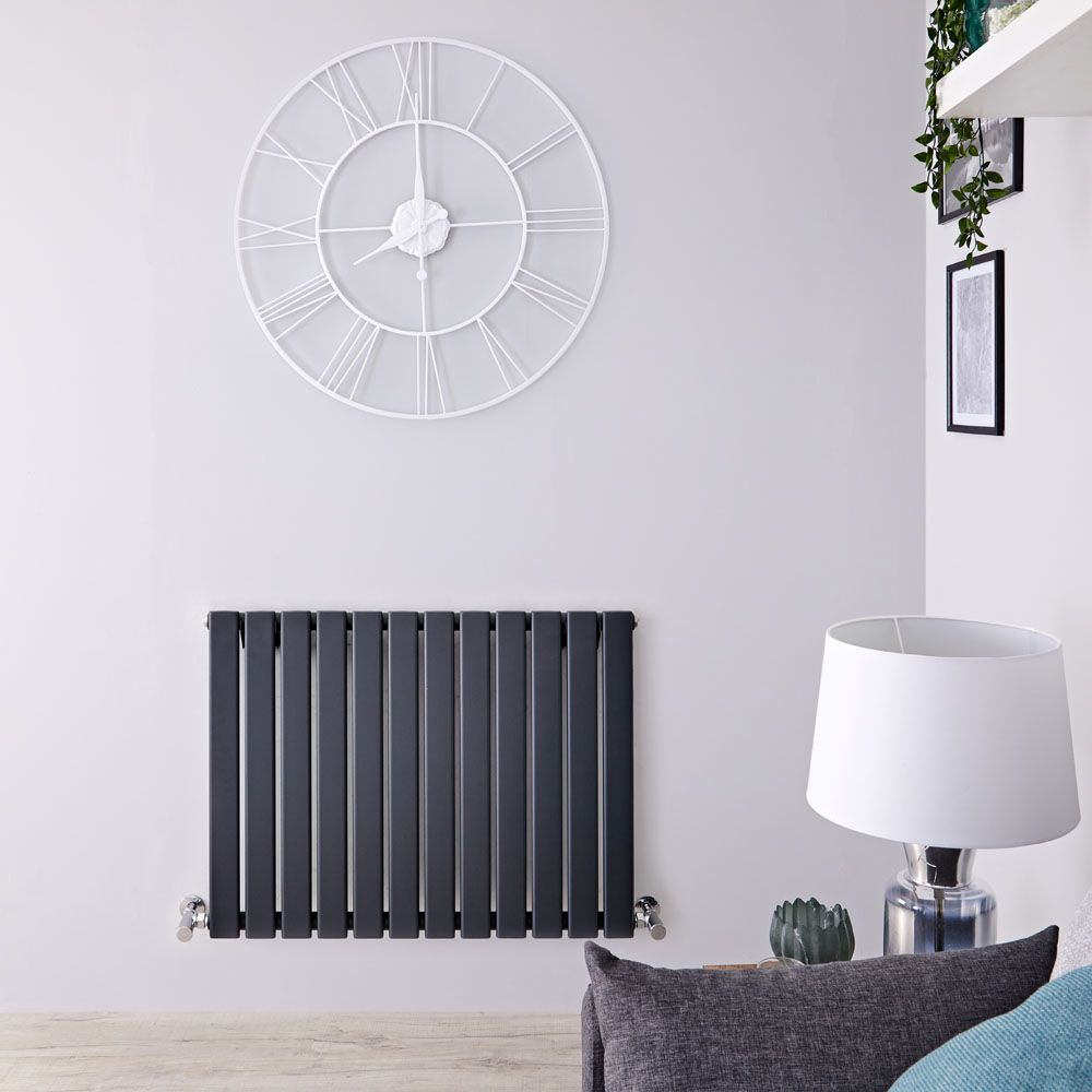 Design Heizkörper Horizontal (Einlagig) 635mm x 840mm | Anthrazit - Delta