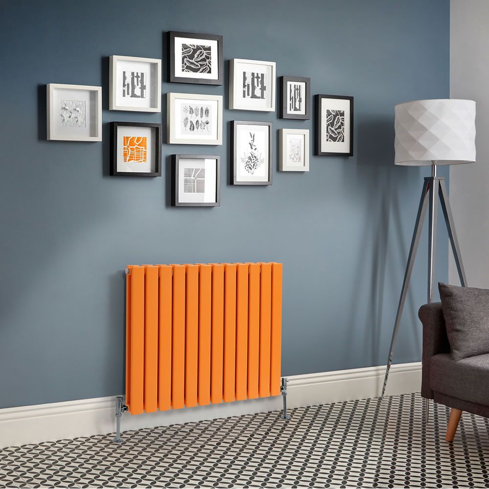 Design Heizkörper, H 635mm, horizontal - Breite wählbar - Orange - Delta