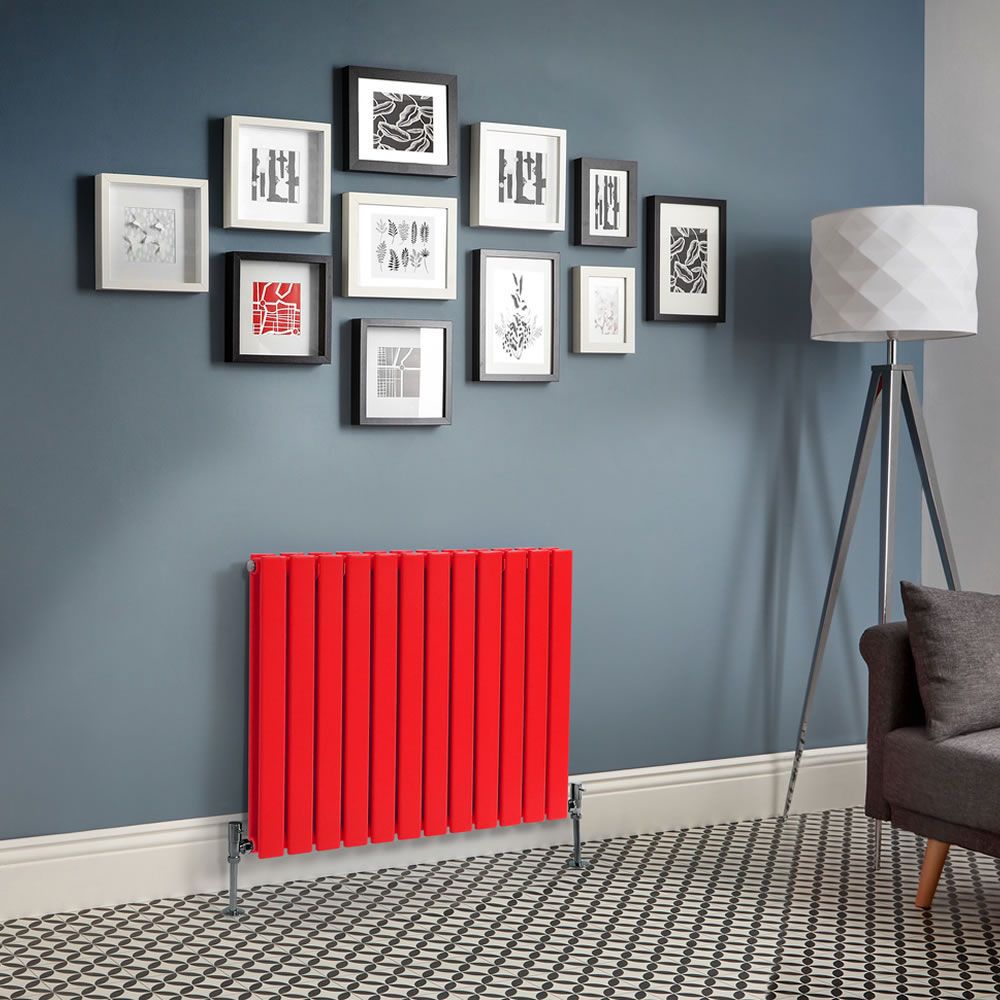 Design Heizkörper, H 635mm, horizontal - Breite wählbar - Rot - Delta