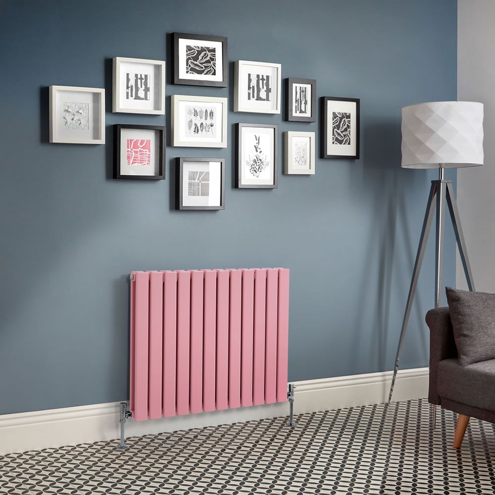 Design Heizkörper, H 635mm, horizontal - Breite wählbar - Rosa - Delta