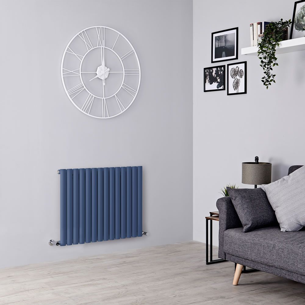 Design Heizkörper, horizontal (einlagig) - H 635mm, Breite wählbar - Dunkelblau - Revive