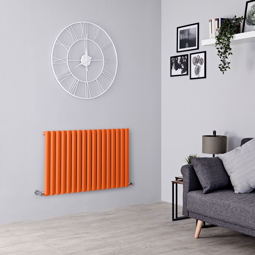 Design Heizkörper, horizontal (einlagig) - H 635mm, Breite wählbar - Orange - Revive