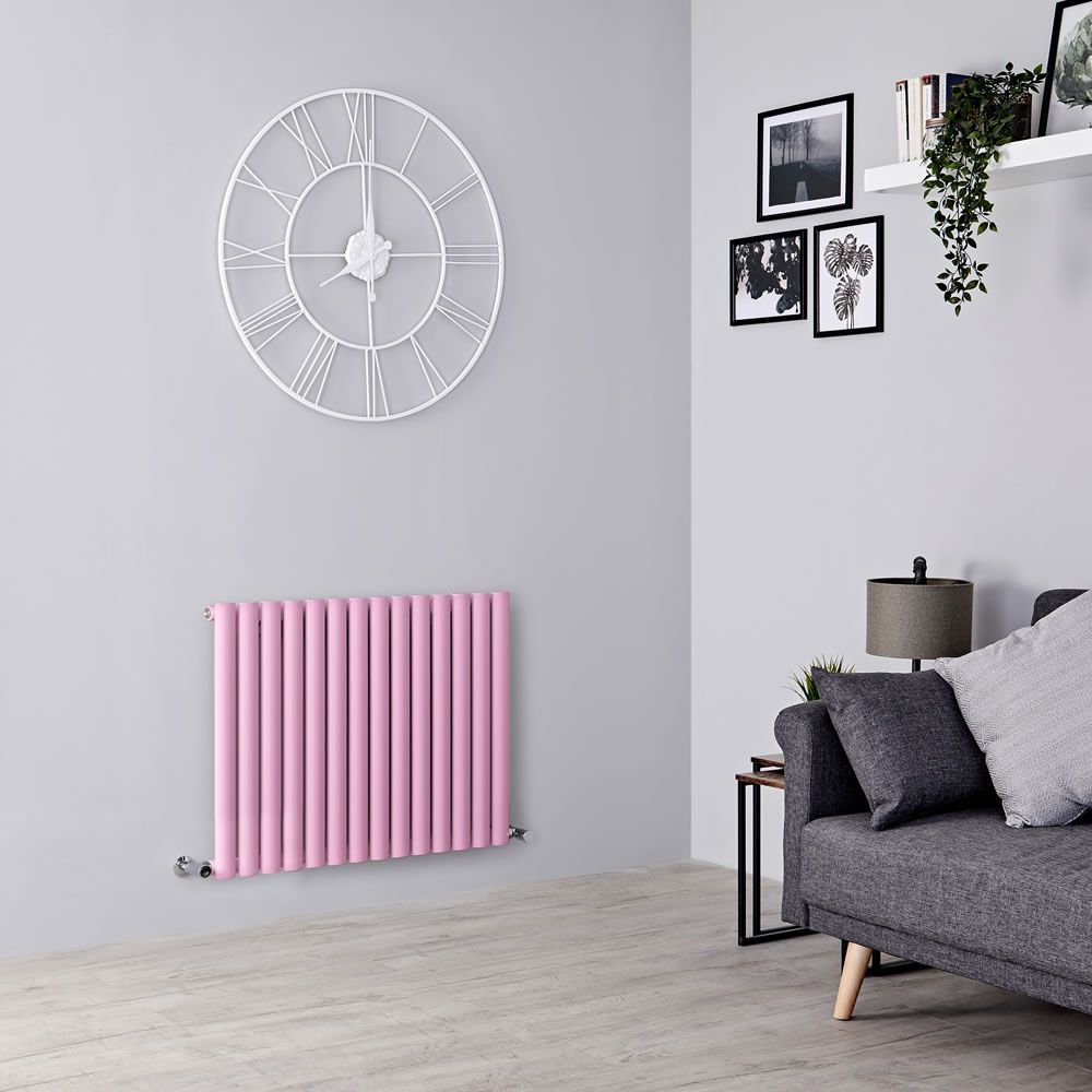 Design Heizkörper, horizontal (einlagig) - H 635mm, Breite wählbar - Rosa - Revive