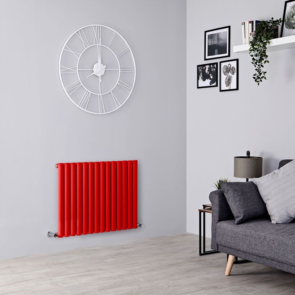Design Heizkörper, horizontal (einlagig) - H 635mm, Breite wählbar - Rot - Revive