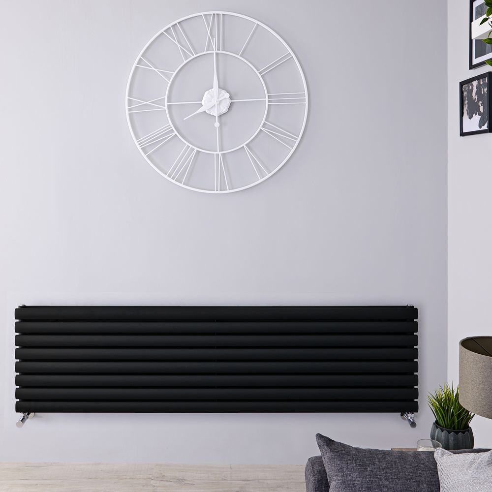 Horizontaler Designer Heizkörper 472mm x1600mm Matt-Schwarz - Revive