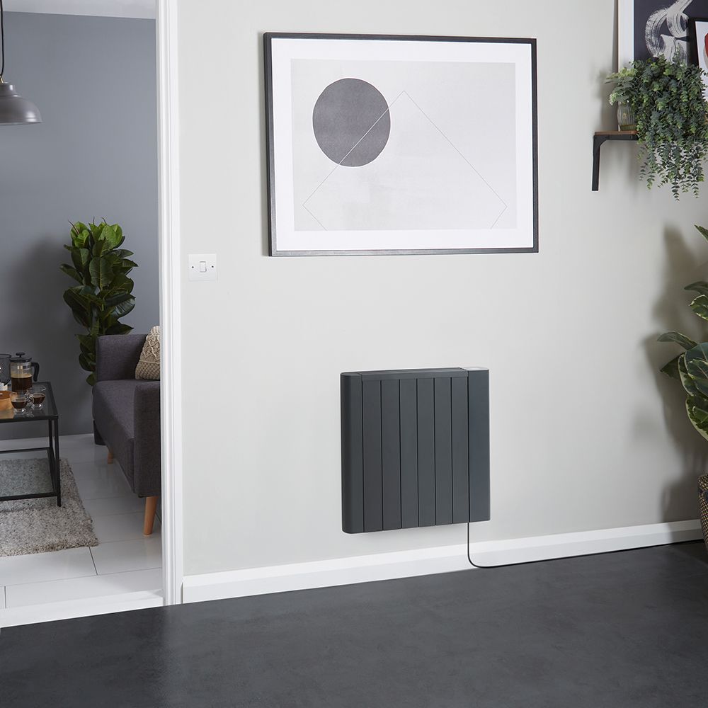 Elektrische Smart Konvektor-Wandheizung 1200W mit Stecker 533mm x 733mm Anthrazit - Virtus