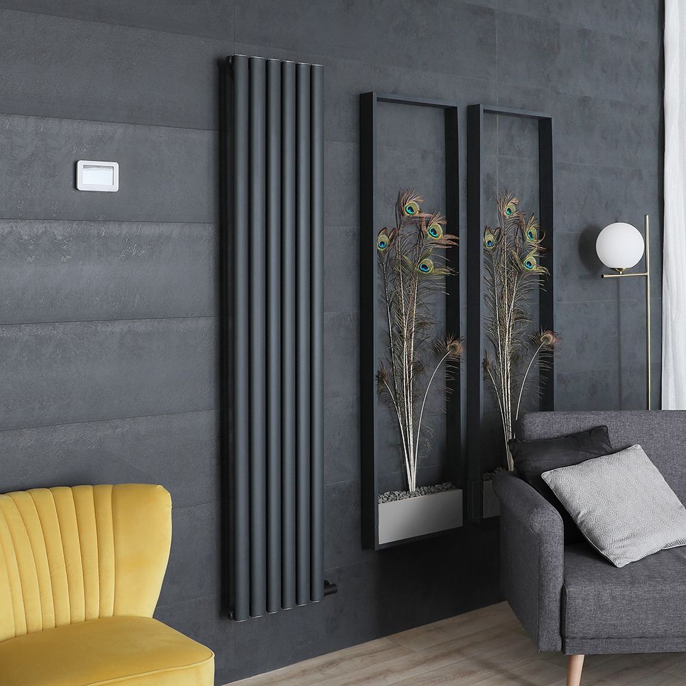 Elektrischer Design Heizkörper, Aluminium, ohne Leitflüssigkeit - 1784mm x 354mm, WLAN-Thermostat wählbar - Anthrazit - Revive Ardus