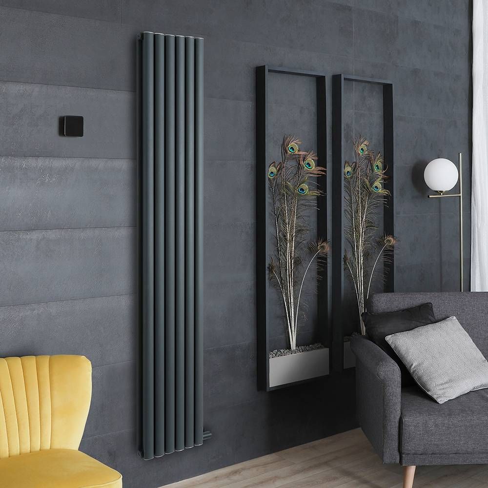 Elektrischer Design Heizkörper (doppellagig), Aluminium, ohne Leitflüssigkeit - 1784mm x 354mm, WLAN-Thermostat wählbar - Anthrazit - Revive Ardus