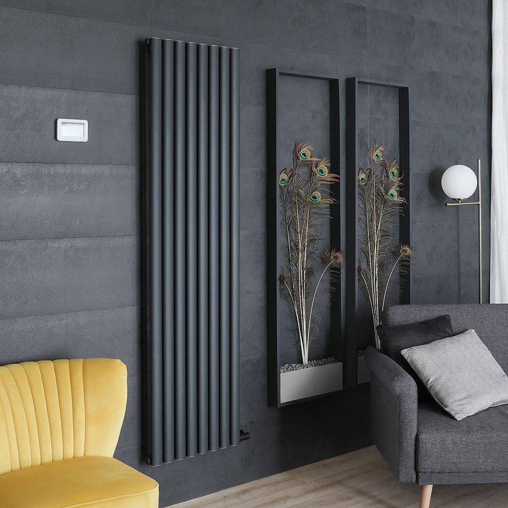 Elektrischer Design Heizkörper, Aluminium, ohne Leitflüssigkeit - 1784mm x 472mm, WLAN-Thermostat wählbar - Anthrazit - Revive Ardus