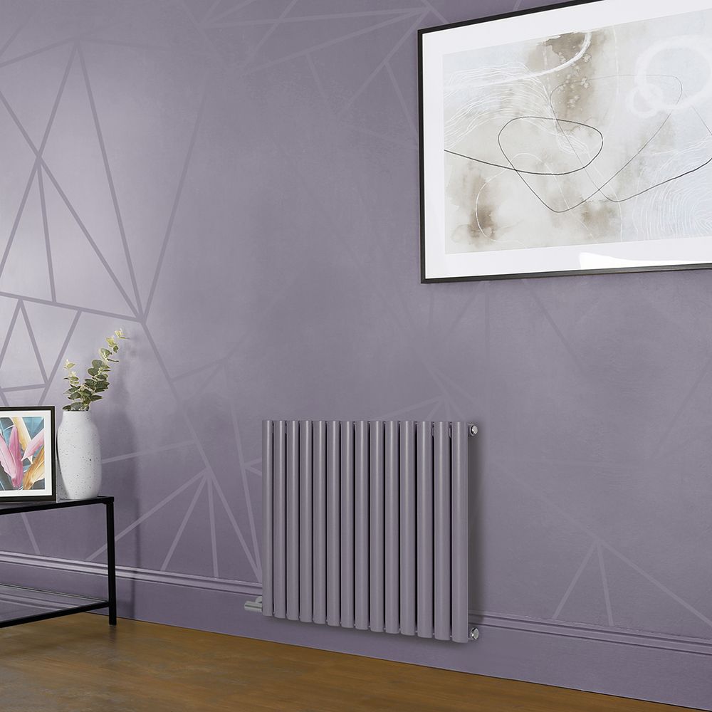 Elektrischer Design Heizkörper (einlagig), horizontal, H 635mm - Lila (Dahlia Purple) - Breite, Thermostat und Kabelabdeckung wählbar - Revive