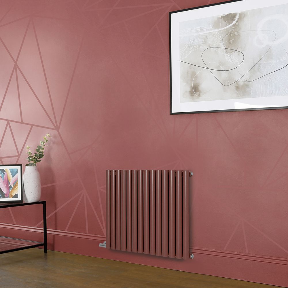 Elektrischer Design Heizkörper (einlagig), horizontal, H 635mm - Rot (Booth Red) - Breite, Thermostat und Kabelabdeckung wählbar - Revive