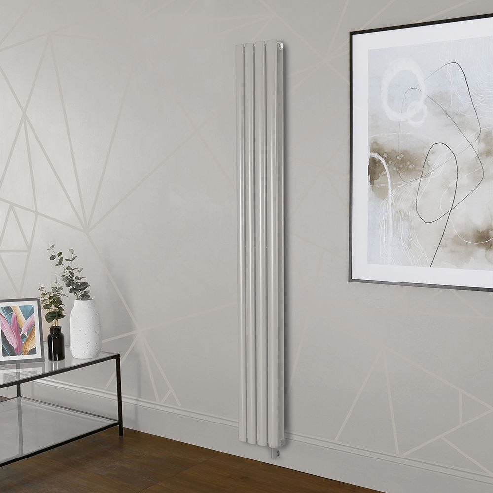 Elektrischer Design Heizkörper, vertikal, B 236mm - Weiß (Pearl White) - Höhe, Thermostat und Kabelabdeckung wählbar - Revive