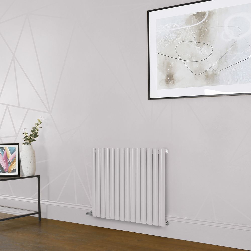 Elektrischer Design Heizkörper (einlagig), horizontal, H 635mm - Rosa (Rose Petal Pink) - Breite, Thermostat und Kabelabdeckung wählbar - Revive