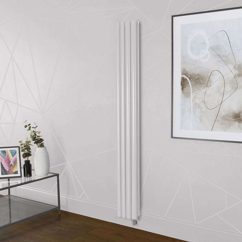 Elektrischer Design Heizkörper, vertikal, B 236mm - Rosa (Rose Petal Pink) - Höhe, Thermostat und Kabelabdeckung wählbar - Revive - ECOSO by Hudson Reed