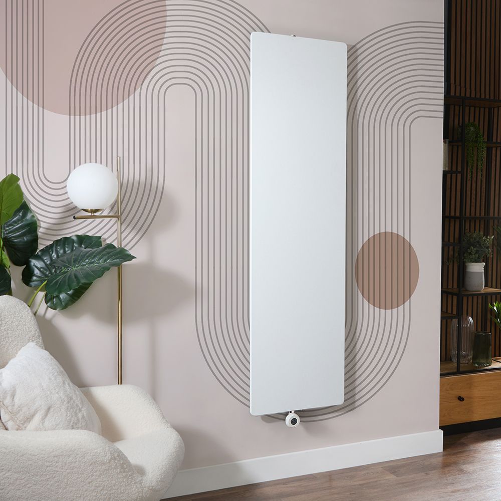 Elektrischer Design-Heizkörper Vertikal 1800mm | mit WLAN-Heizelement inkl. Stecker oder zur Festverdrahtung | Breite wählbar - Weiß – Ria - ECOSO by Hudson Reed