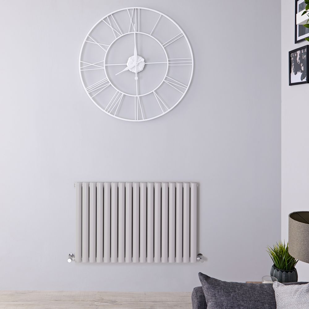 Design Heizkörper Horizontal Hellgrau 635mm x 1000mm 1584W (doppellagig) - Revive