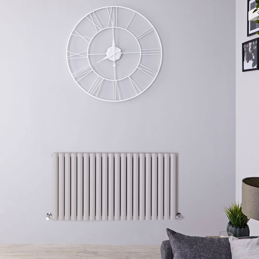 Design Heizkörper Horizontal Hellgrau 635mm x 1180mm 1863W (doppellagig) - Revive