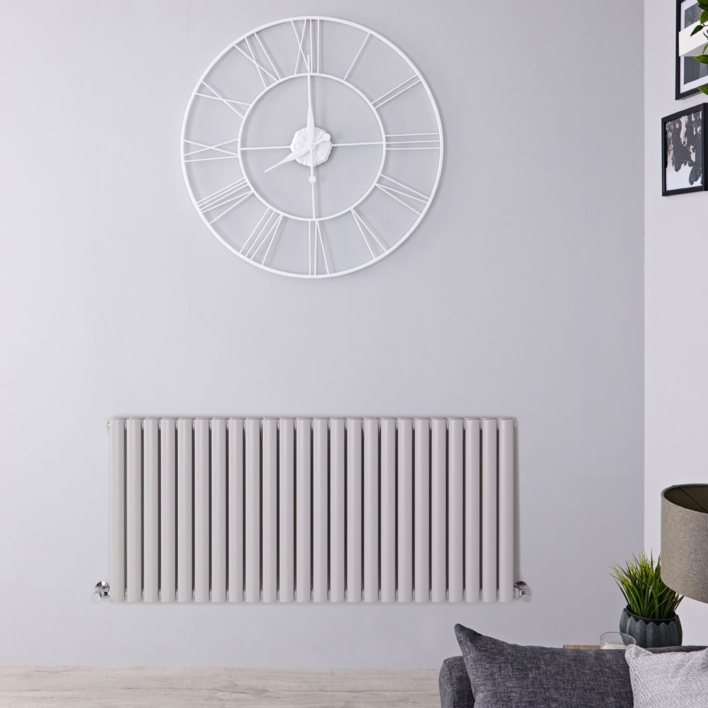 Design Heizkörper Horizontal Doppellagig Hellgrau 635mm x 1416mm 2236W - Revive