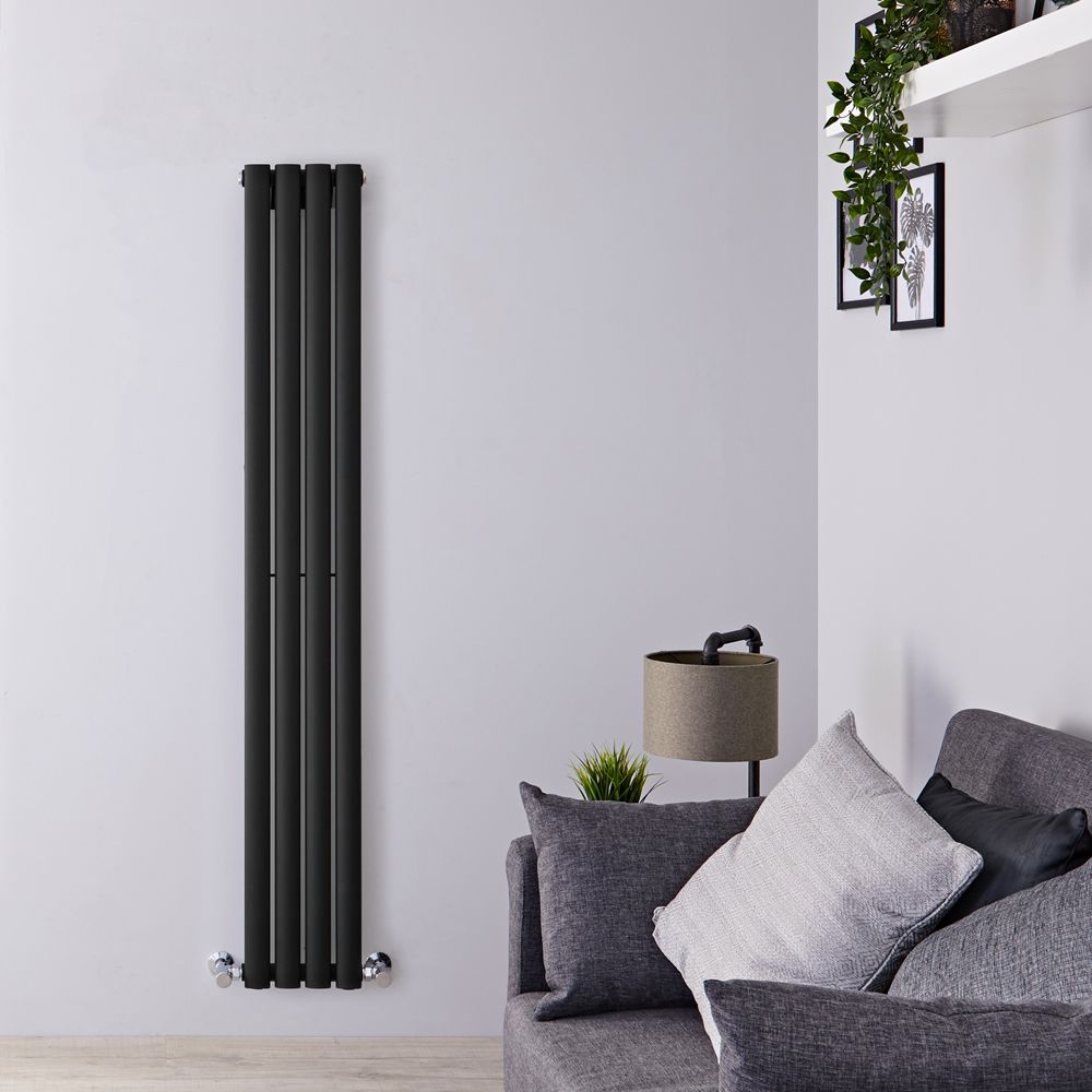 Design Heizkörper Vertikal (Einlagig) 1600mm x 236mm | Schwarz - Revive