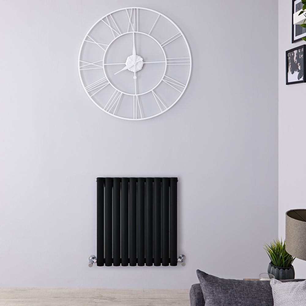 Design Heizkörper Horizontal (Einlaging) 635mm x 590mm | Schwarz - Revive