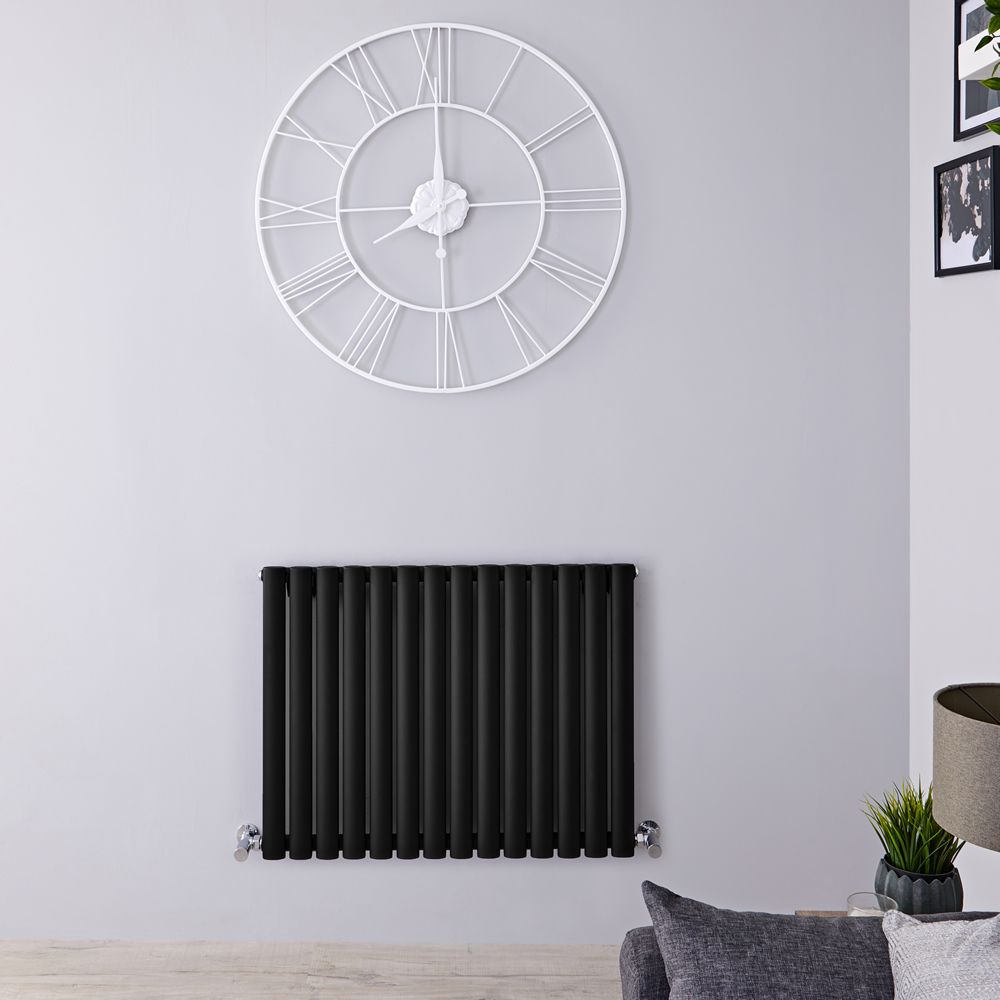 Design Heizkörper Horizontal (Einlaging) 635mm x 826mm | Schwarz - Revive