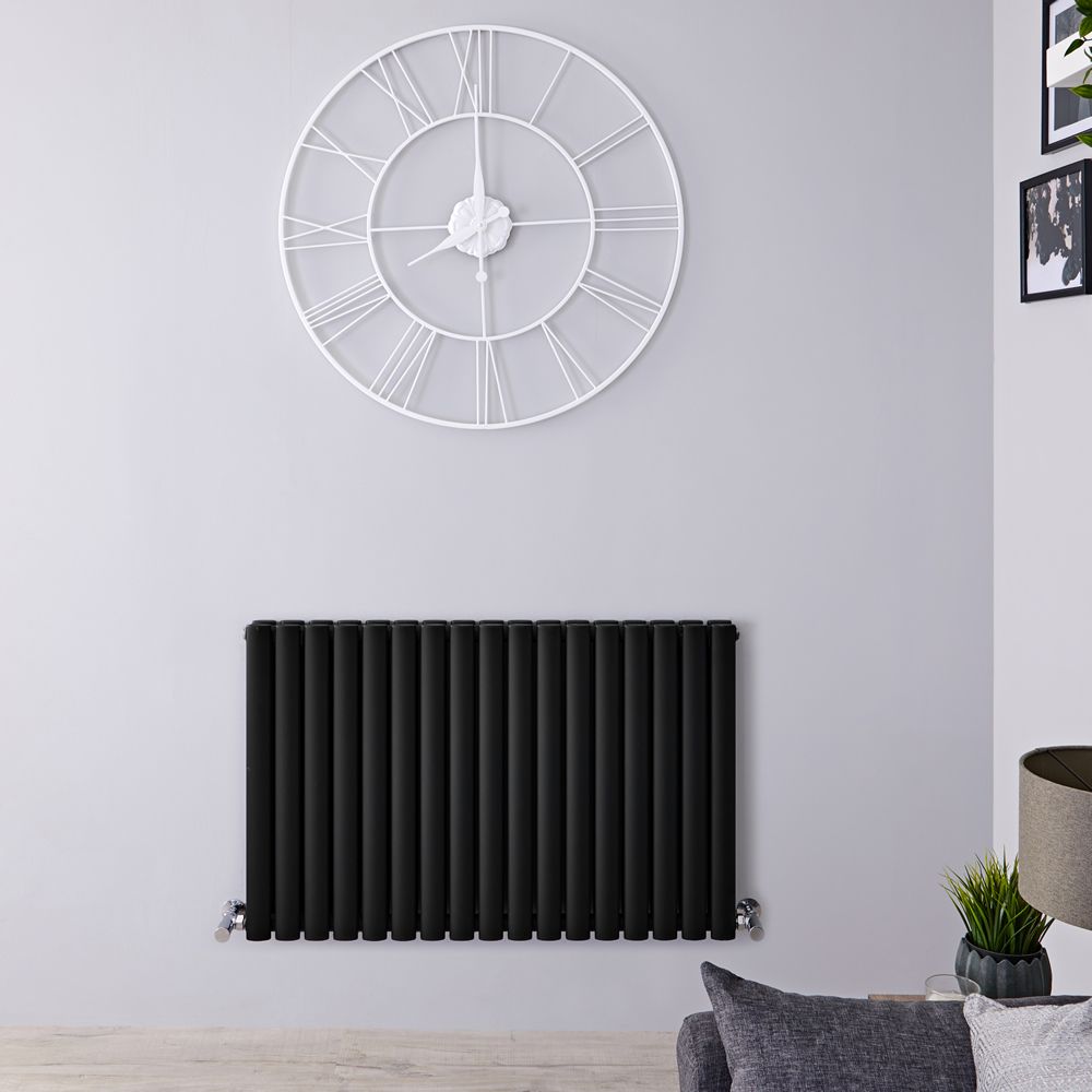 Design Heizkörper Horizontal (Doppellaging) 635mm x 1000mm | Schwarz - Revive