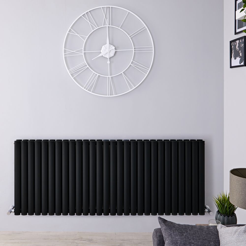 Design Heizkörper Horizontal (Doppellaging) 635mm x 1652mm | Schwarz - Revive