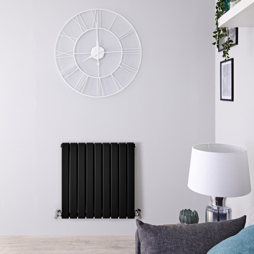 Design Heizkörper Horizontal (Doppellagig) 635mm x 630mm | Schwarz - Delta