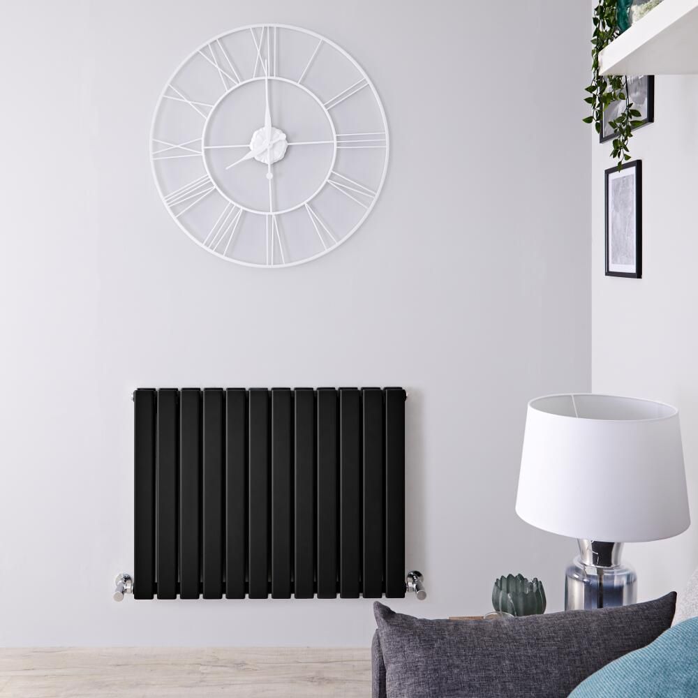 Design Heizkörper Horizontal (Doppellagig) 635mm x 840mm | Schwarz - Delta