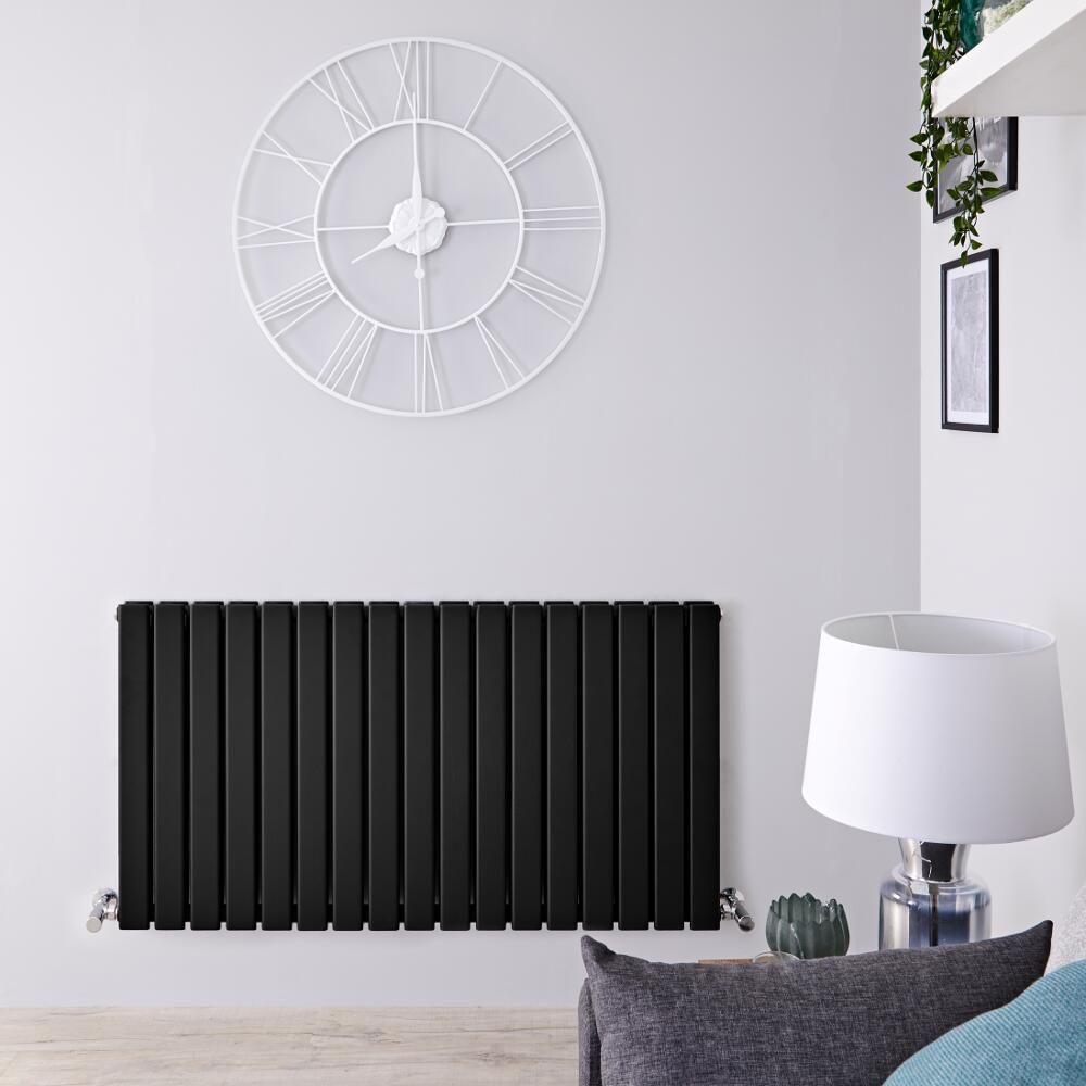Design Heizkörper Horizontal (Doppellagig) 635mm x 1190mm | Schwarz - Delta