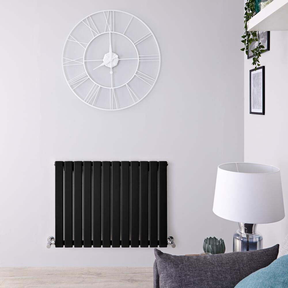 Design Heizkörper Horizontal (Einlagig) 635mm x 840mm | Schwarz - Delta
