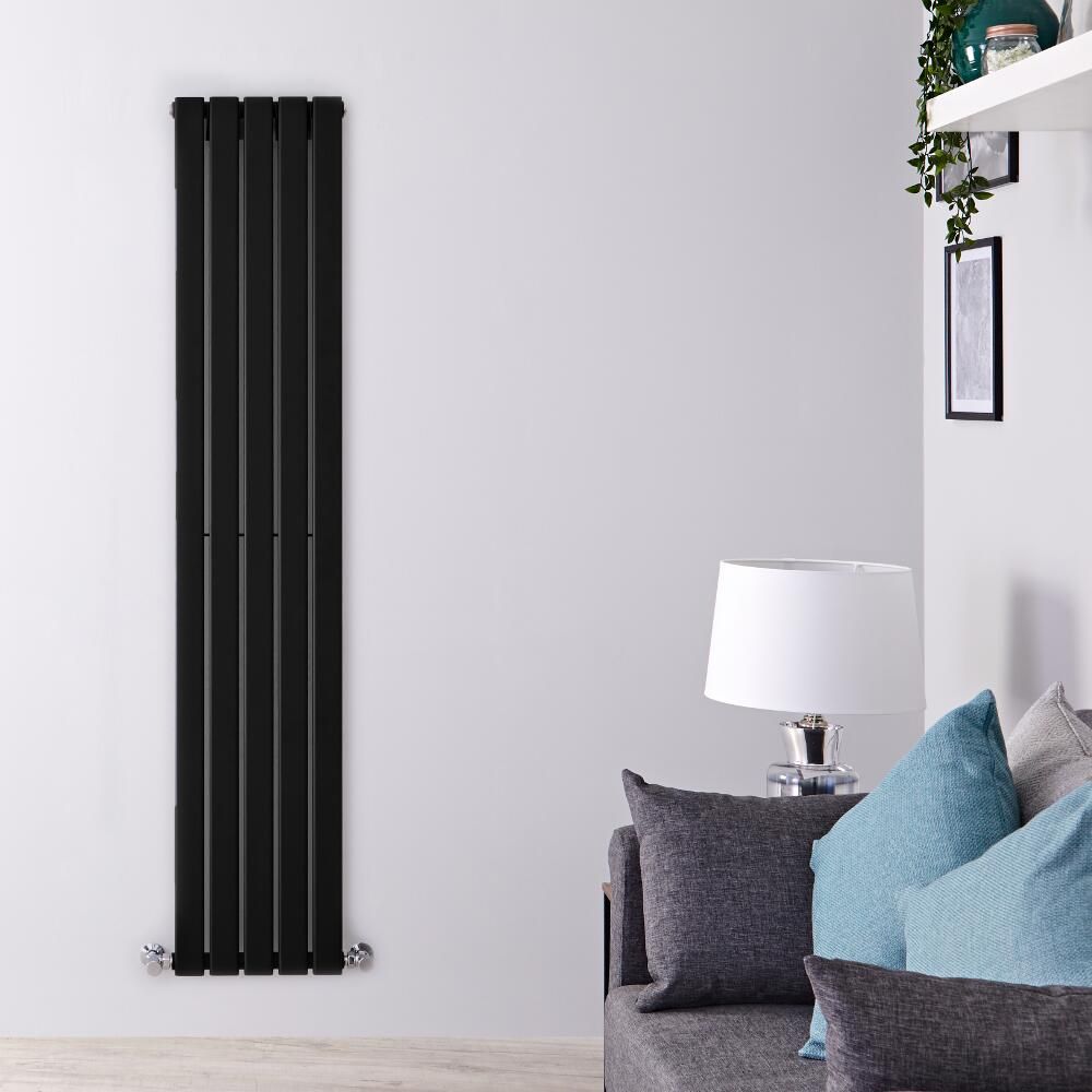 Design Heizkörper Vertikal (einlagig) 1600mm x 350mm - Schwarz - Delta