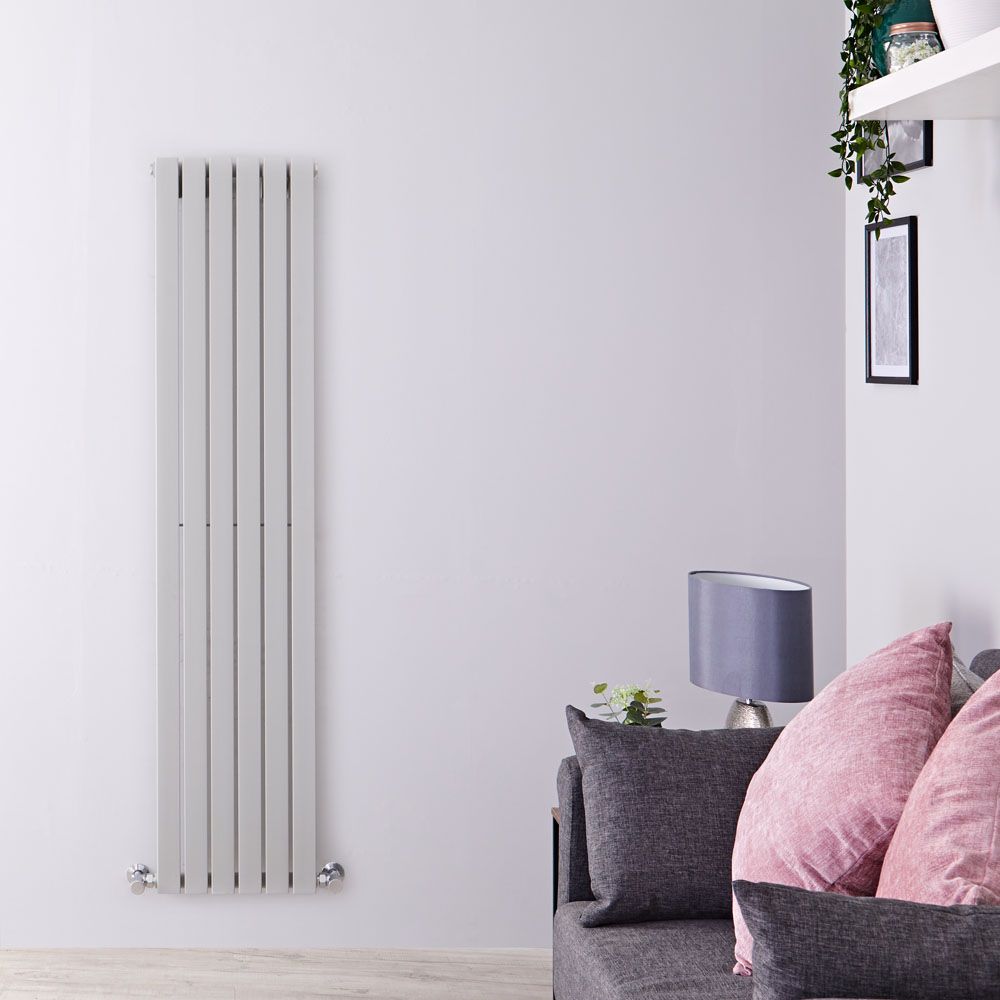 Design Heizkörper Vertikal Silberfarben 1600mm x 354mm 861W (einlagig) - Sloane