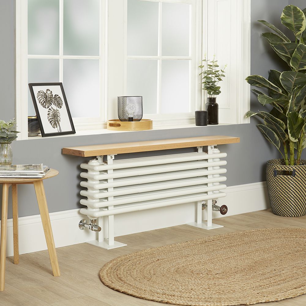 Gliederheizkörper mit Sitzbank, horizontal – Weiß – 480mm x 1000mm, 736W – Regent Bench
