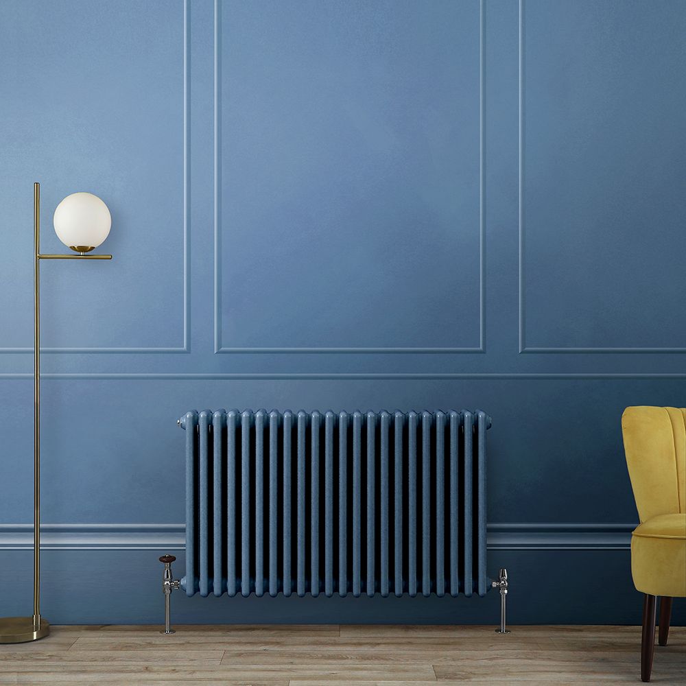 Gliederheizkörper (3-Säulen), horizontal - Größe & Blauton wählbar – Regent