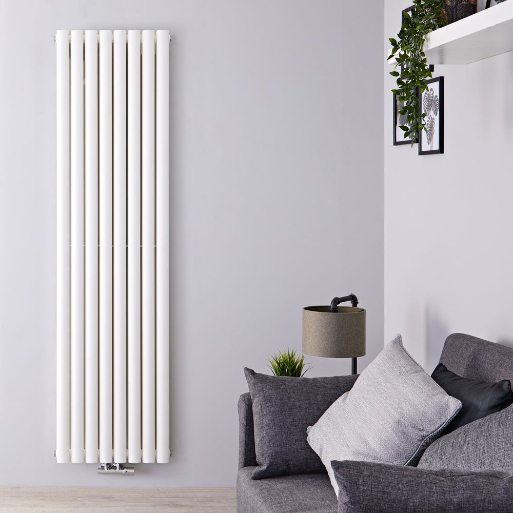 Design Heizkörper Mittelanschluss Vertikal Weiß 1600mm x 472mm 1549W (doppellagig) - Revive Caldae