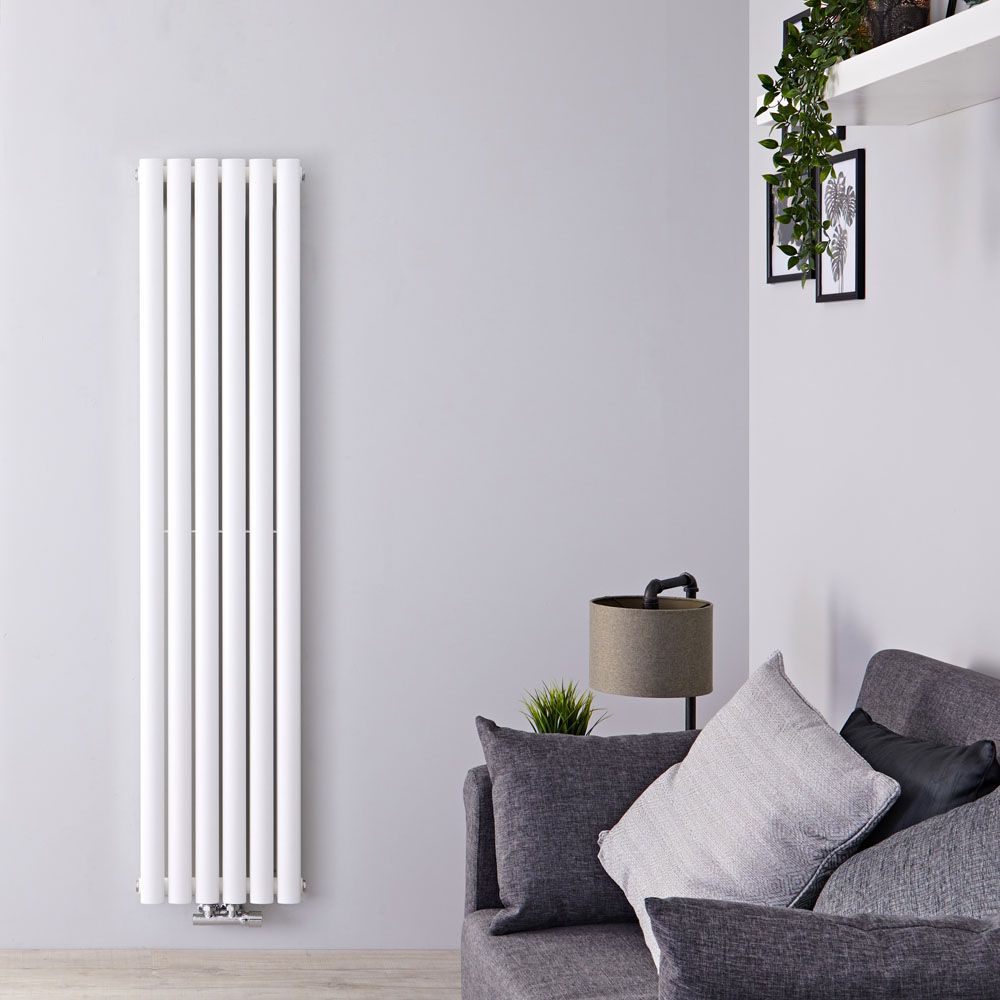 Design Heizkörper Mittelanschluss Vertikal Weiß 1600mm x 354mm 1289W (doppellagig) - Revive Caldae