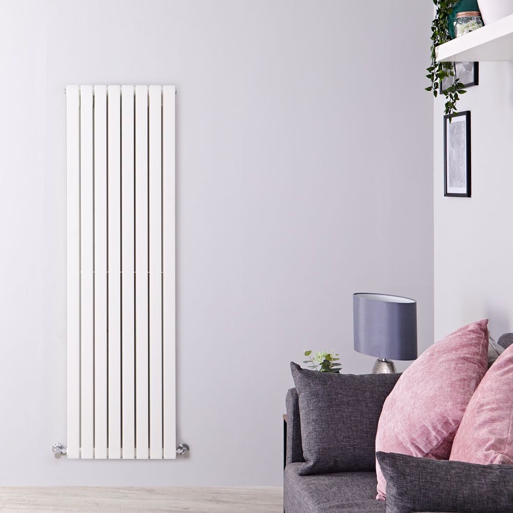 Design Heizkörper Vertikal Weiß 1600mm x 472mm 1590W (doppellagig) - Sloane