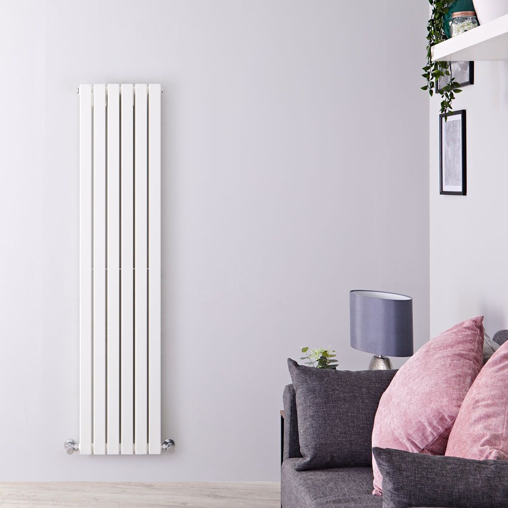 Design Heizkörper Vertikal Weiß 1600mm x 354mm 1193W (doppellagig) - Sloane