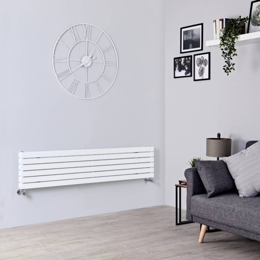 Design Heizkörper (doppellagig) horizontal – 354mm x 1600mm - Weiß – Sloane