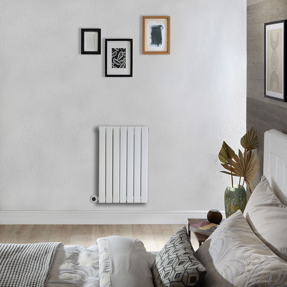 Elektrischer Design-Heizkörper Horizontal (Einlagig) 635mm x 413mm "mit WLAN-Heizelement zur Festverdrahtung" Weiß - Slone - ECOSO by Hudson Reed