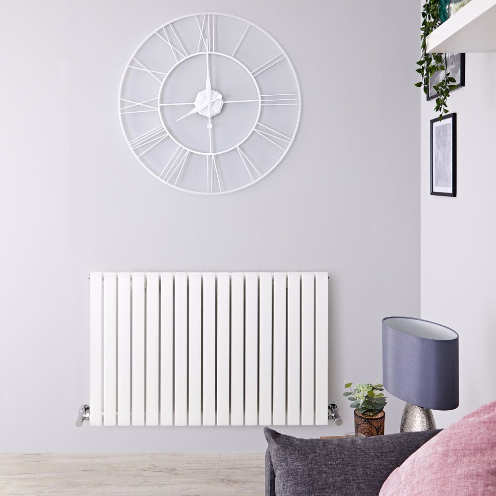 Design Heizkörper Horizontal Weiß 635mm x 1000mm 1022W (einlagig) - Sloane