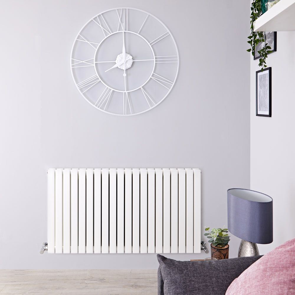 Design Heizkörper Horizontal Weiß 635mm x 1180mm 1867W (doppellagig) - Sloane