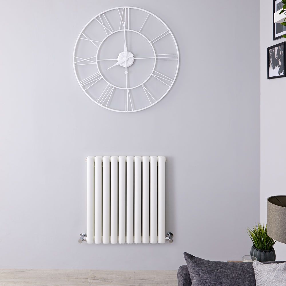Design Heizkörper Horizontal (Doppellaging) 635mm x 590mm | Weiß - Revive