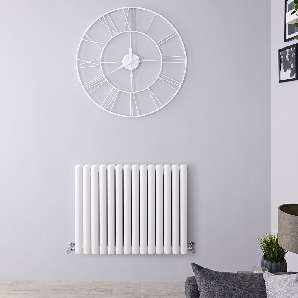 Design Heizkörper Horizontal (Doppellaging) 635mm x 826mm | Weiß - Revive