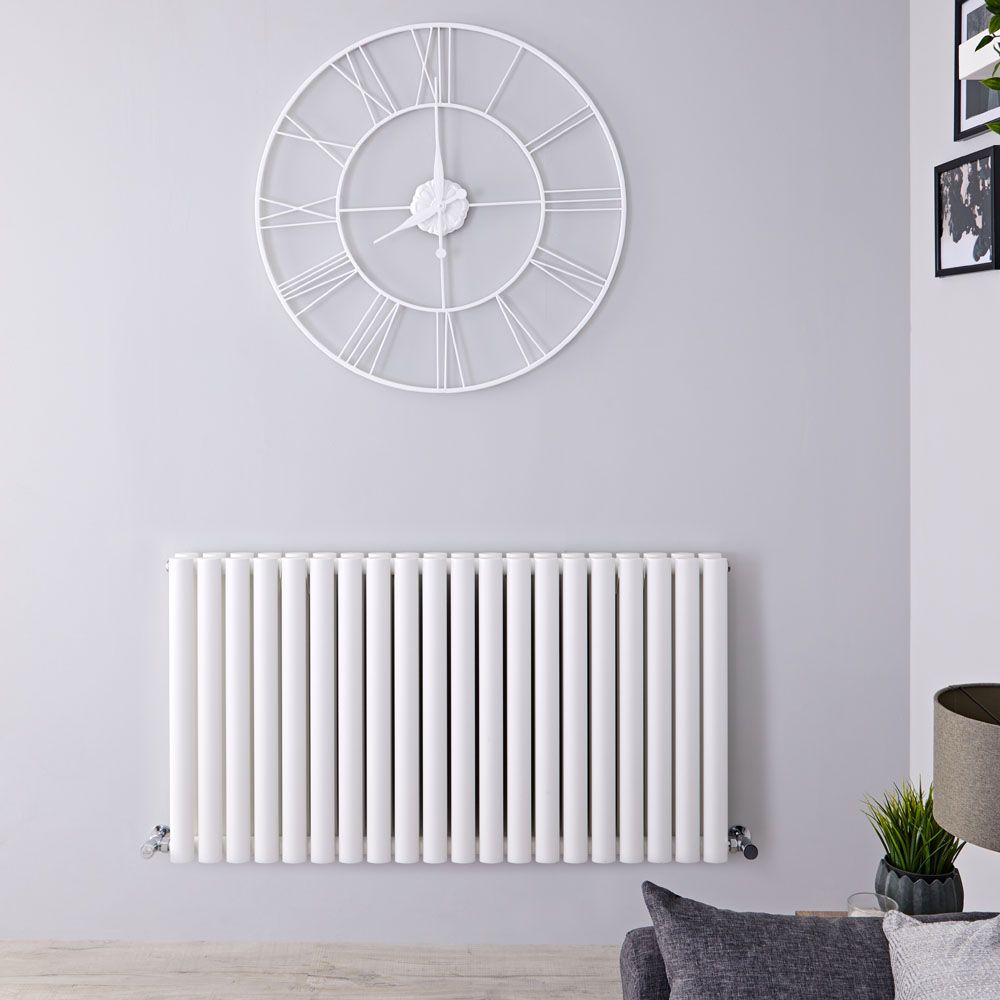Design Heizkörper Horizontal (Doppellaging) 635mm x 1180mm | Weiß - Revive