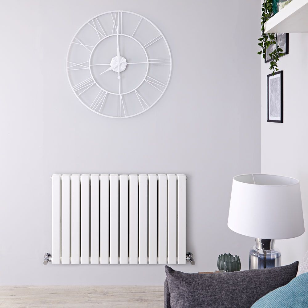 Design Heizkörper Horizontal (Doppellagig) 635mm x 980mm | Weiß - Delta